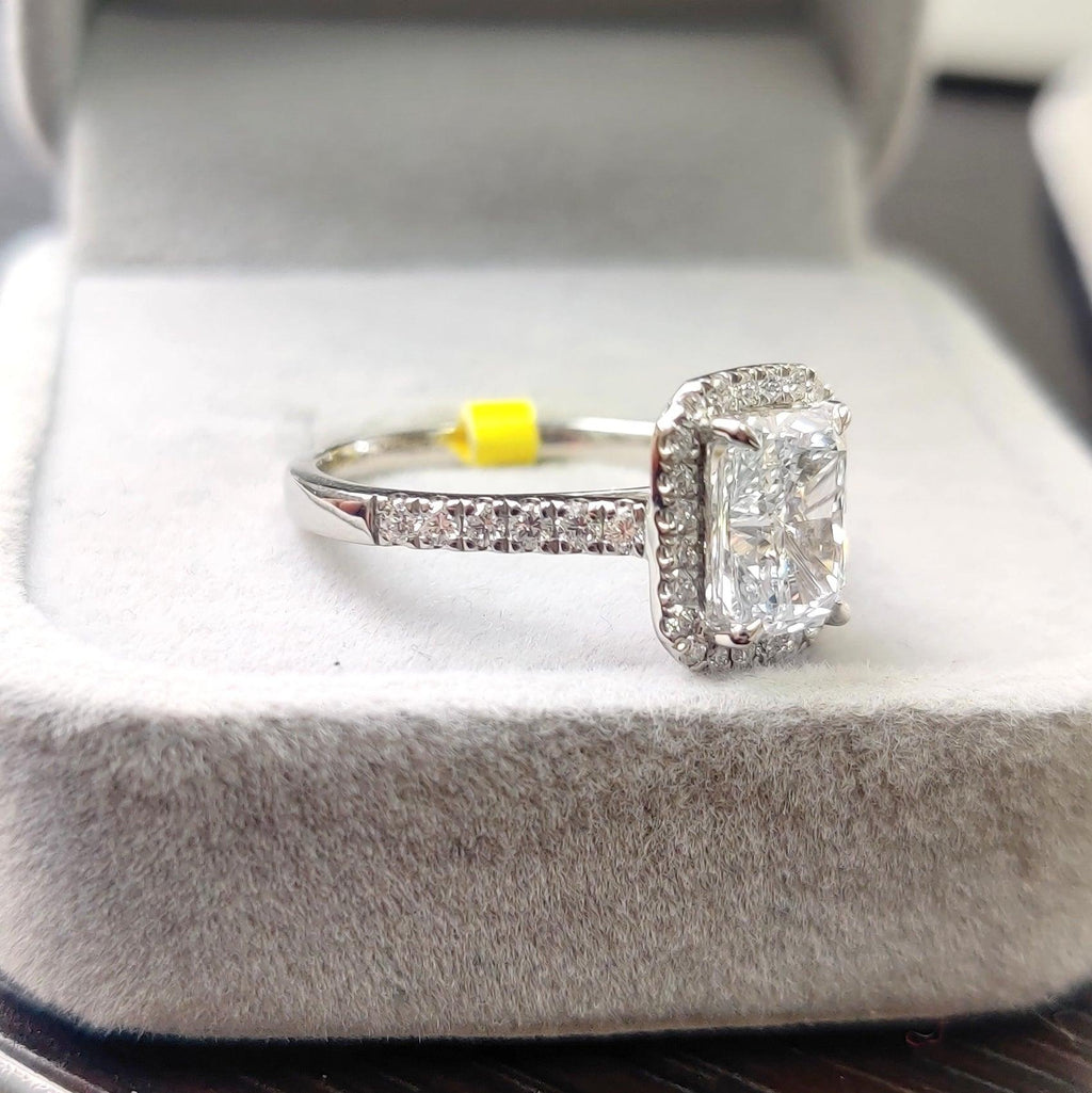 5.50Ct IGI Certified Radiant Cut Diamond Halo Engagement Ring In Platinum