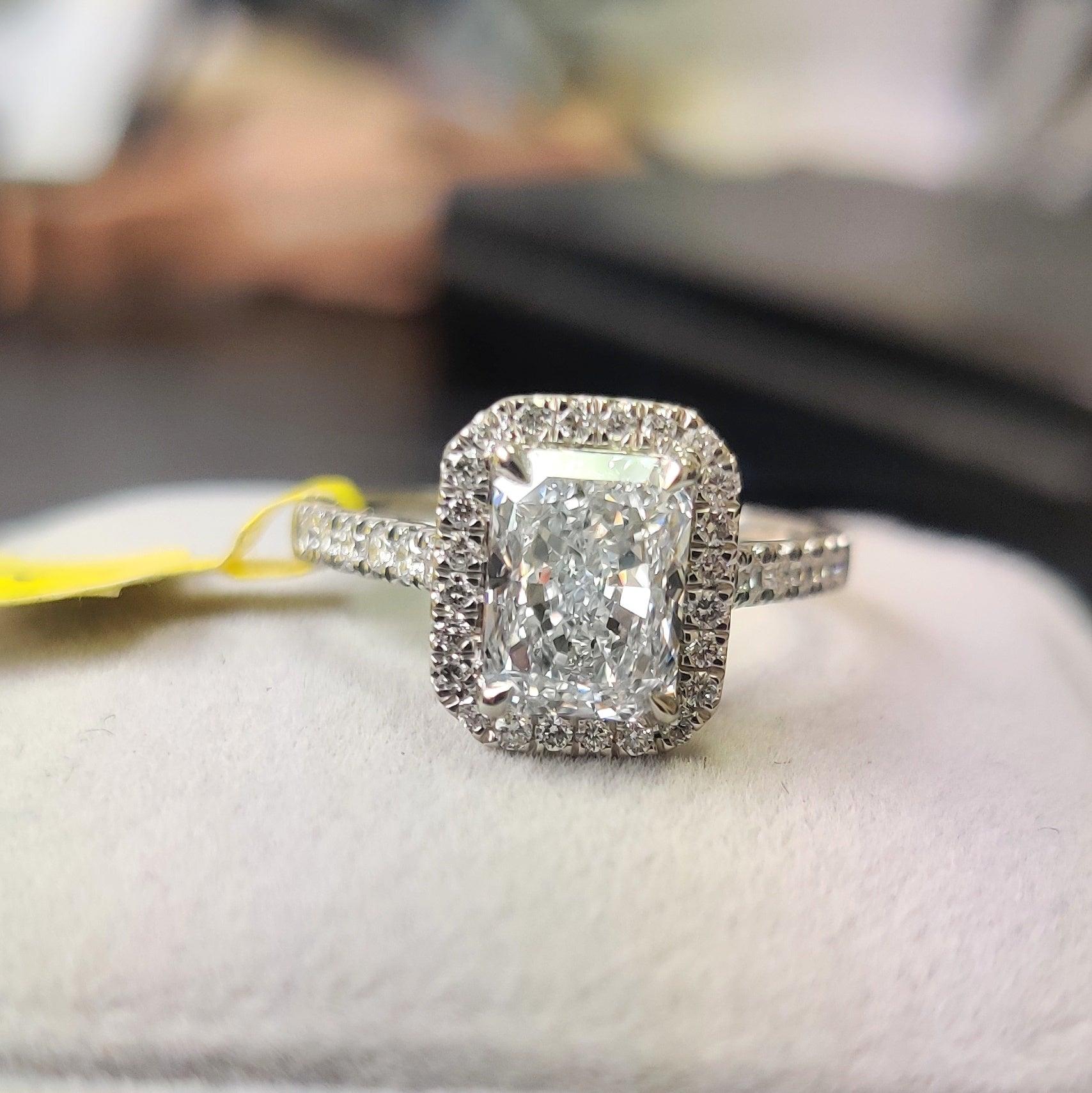 5.50Ct IGI Certified Radiant Cut Diamond Halo Engagement Ring In Platinum