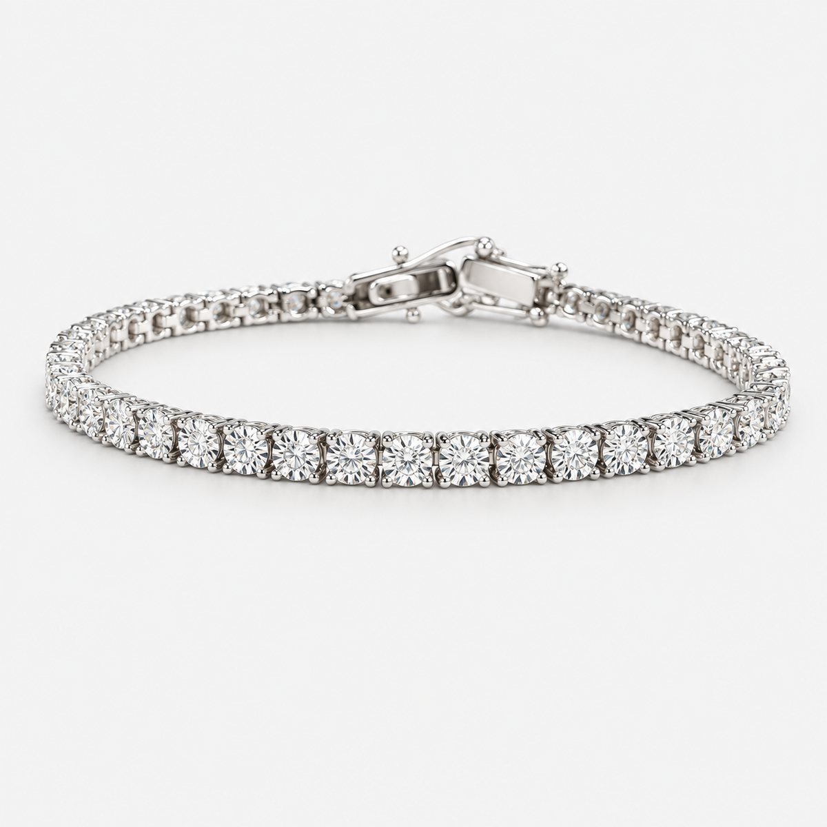 Evening Bracelet ! Natural Round 7.00Ct Diamond Illusion Set Tennis Bracelet Hallmarked In 9k White Gold
