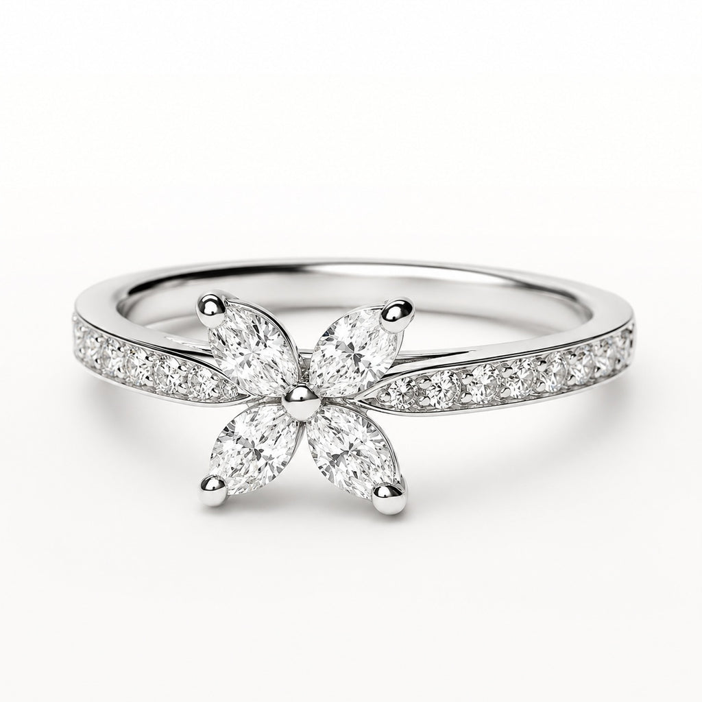 1.00CT D/VVS Lab-Grown Diamond Flower Ring in Platinum