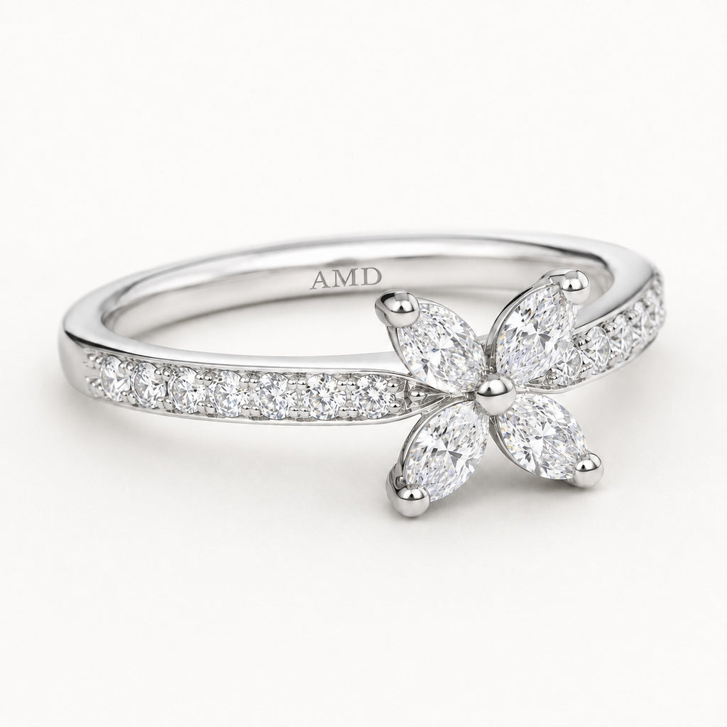 1.00CT D/VVS Lab-Grown Diamond Flower Ring in Platinum