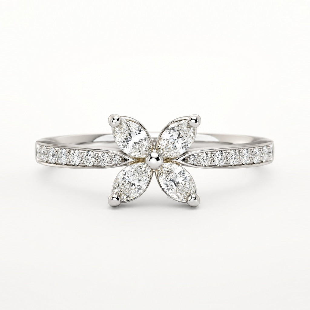 1.00CT D/VVS Lab-Grown Diamond Flower Ring in Platinum