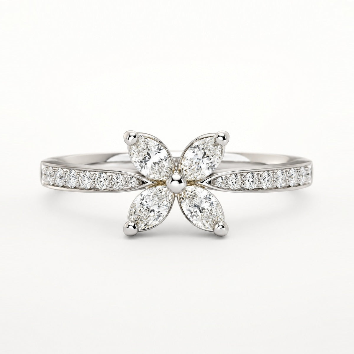 1.00CT D/VVS Lab-Grown Diamond Flower Ring in Platinum