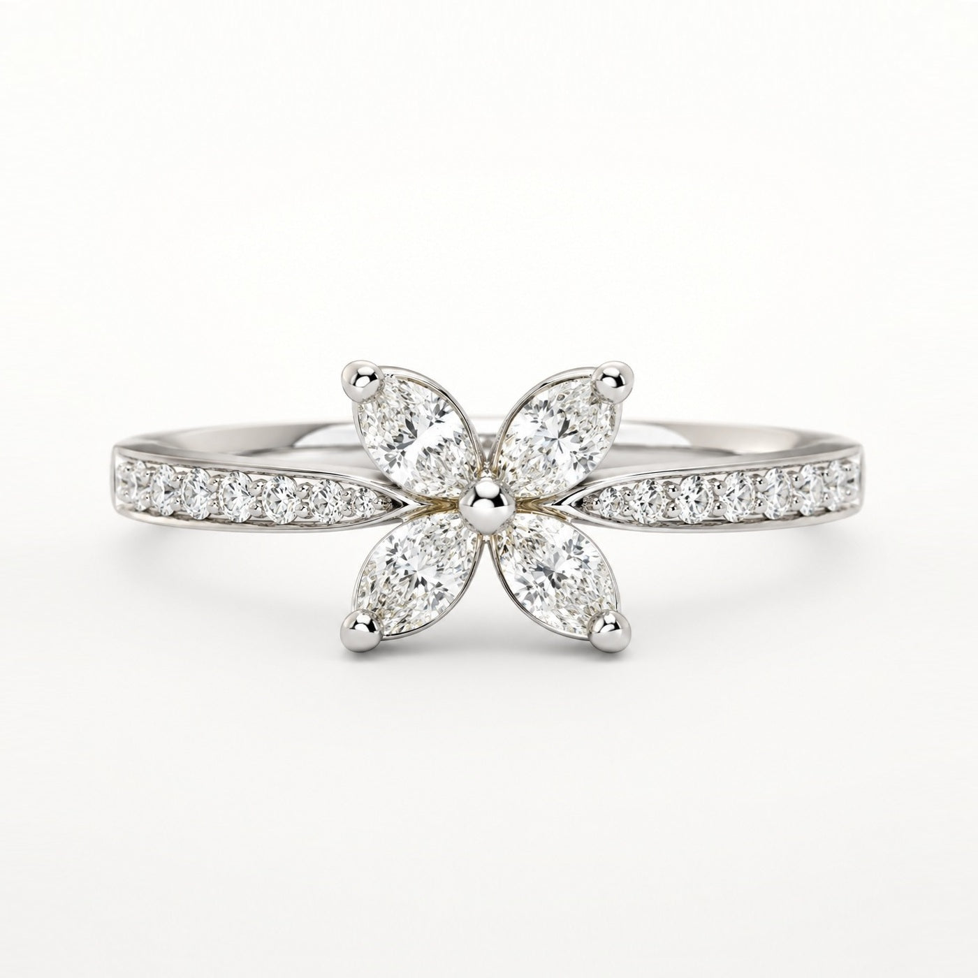 1.00CT D/VVS Lab-Grown Diamond Flower Ring in Platinum