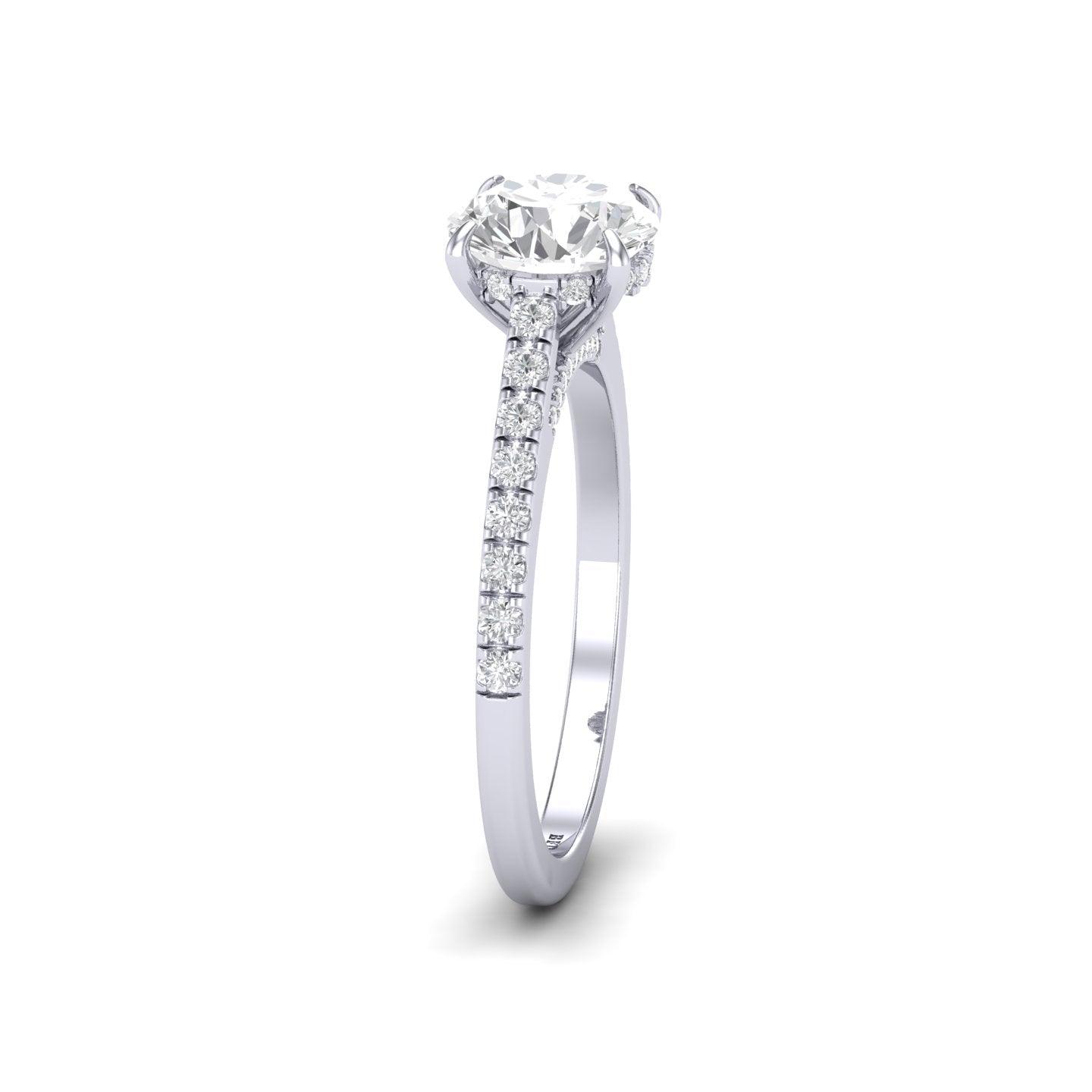 Certified Round Diamond Hidden Halo Engagement Ring - 1.50Ct - 2.50Ct