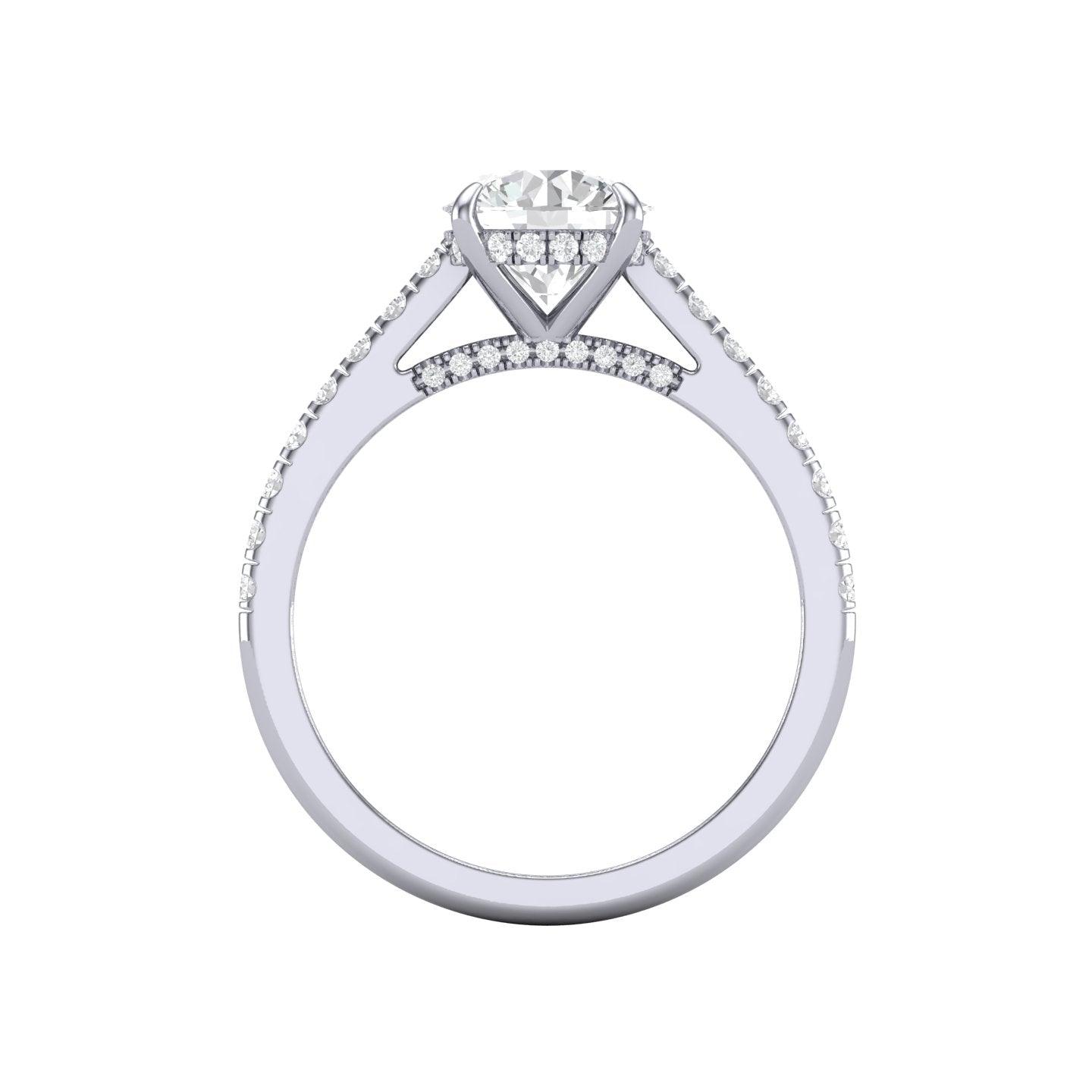 Certified Round Diamond Hidden Halo Engagement Ring - 1.50Ct - 2.50Ct