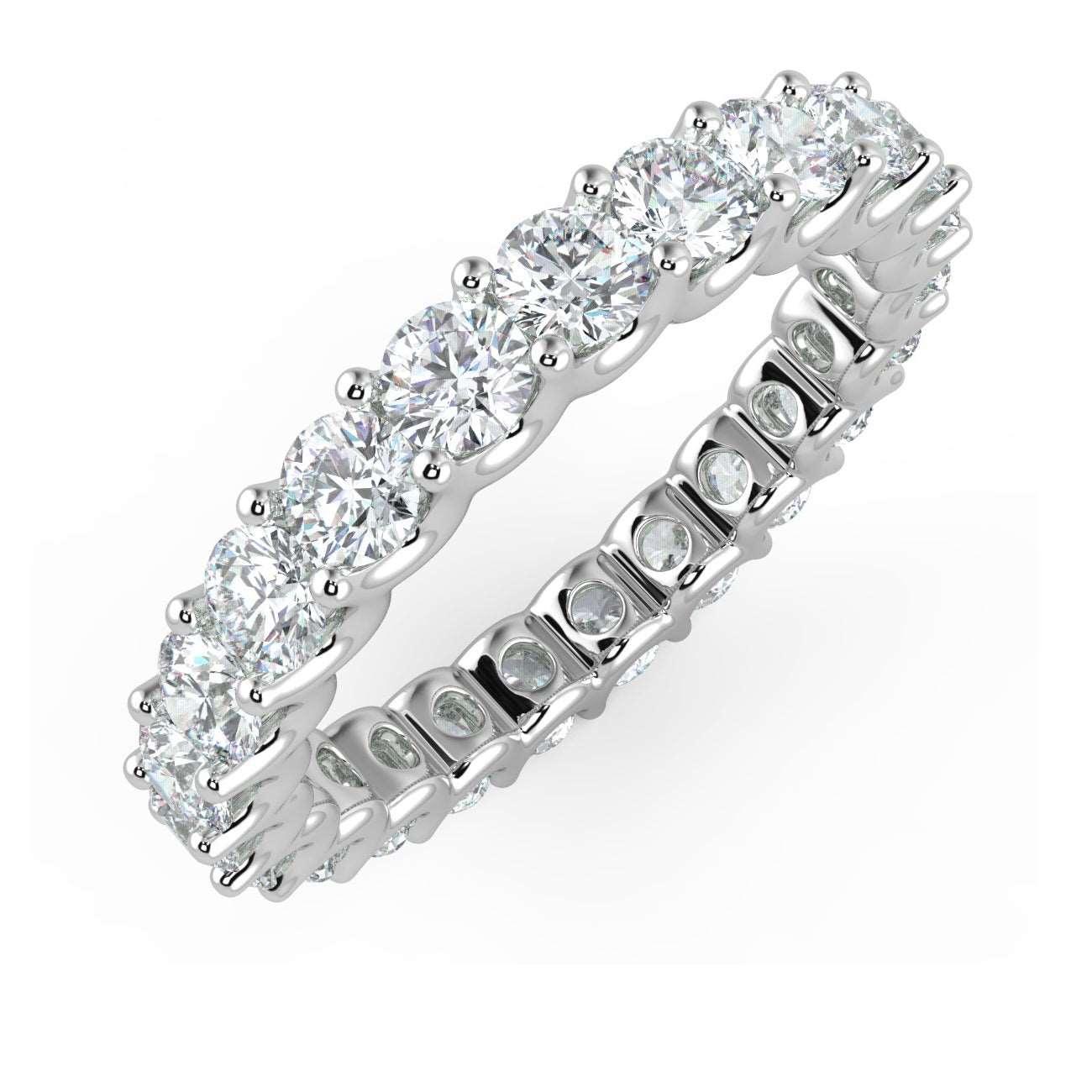 1.00 Ct Round Diamond " U " Prong Full Eternity Ring in 18k Gold / Platinum