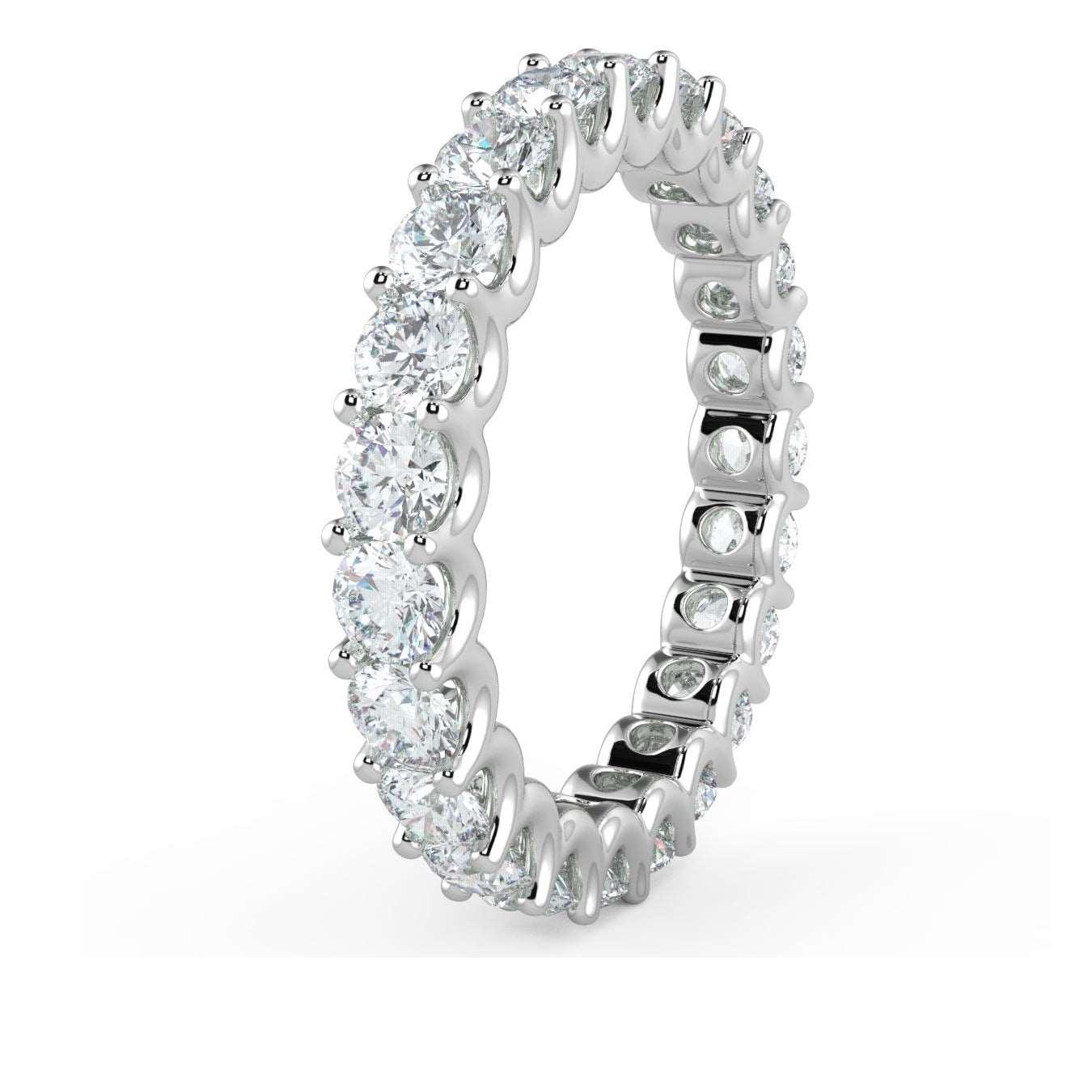 1.00 Ct Round Diamond " U " Prong Full Eternity Ring in 18k Gold / Platinum