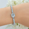 8.00Ct Cushion and Round Lab Diamond Tennis Bracelet In 9k White Gold 7inch