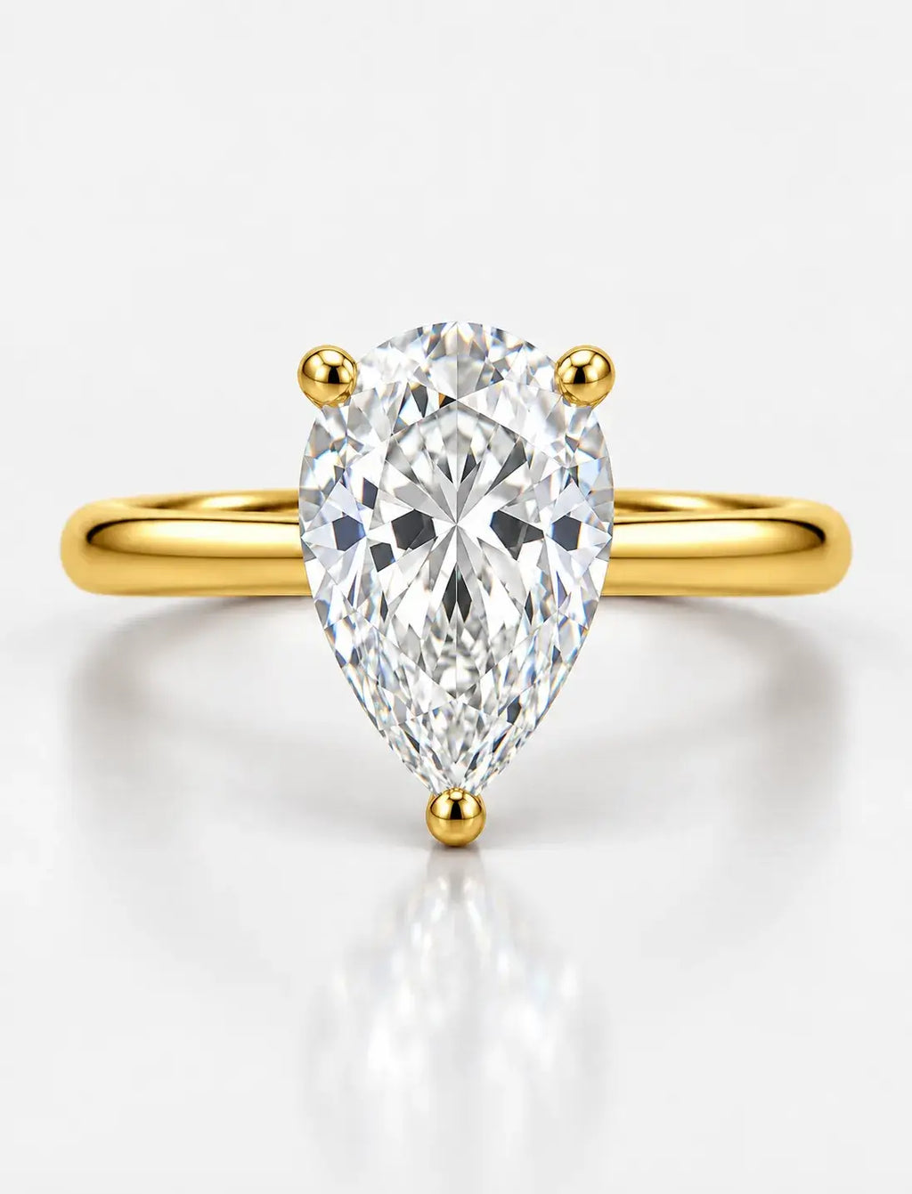 Pear Diamond Engagement Ring 2.80 Carat with Round Side Hidden Halo Set Solitaire Ring 9K Yellow Gold