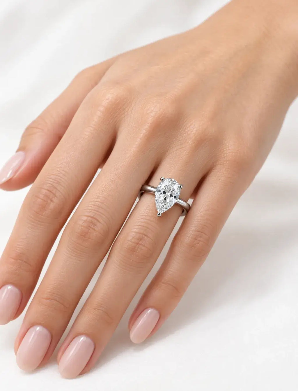 Pear Diamond Engagement Ring 2.80 Carat with Round Side Hidden Halo Set Solitaire Ring 9K Yellow Gold