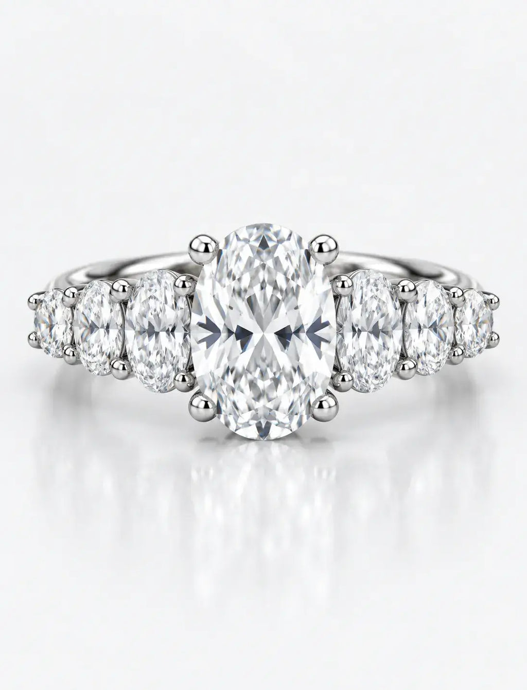 Oval Diamond Engagement Ring 3.85 Carat IGI Certified Lab Grown Oval Diamond Ring in 9K White Gold