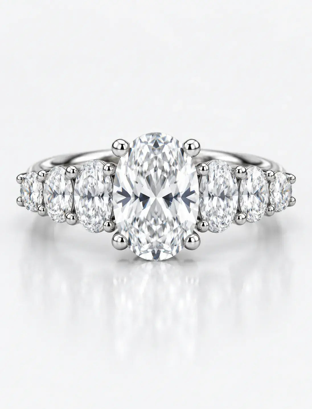 Oval Diamond Engagement Ring 3.85 Carat IGI Certified Lab Grown Oval Diamond Ring in 9K White Gold