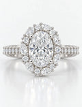 Oval Diamond with Pear Round Diamond Engagement Ring 3.07 Carat Halo Side Diamond Lab Grown IGI Certified Ring in 9K White Gold