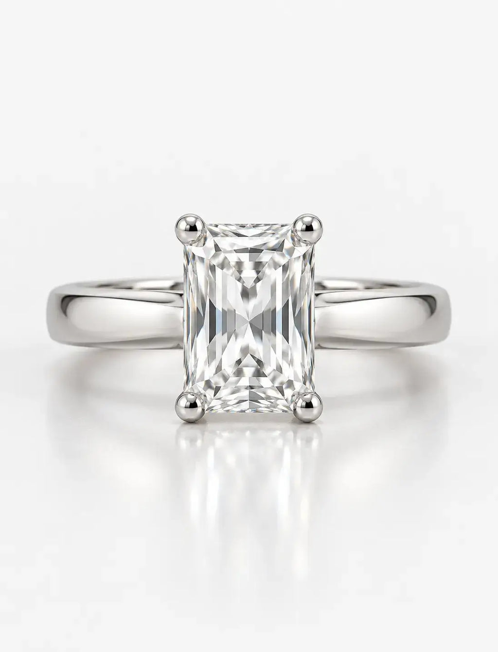 IGI Certified Radiant Cut Lab Grown 3.40 Carat Diamond Claw Set Solitaire Engagement Ring in 9K White Gold