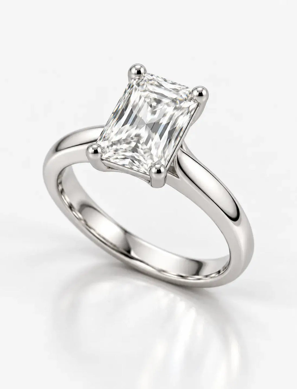 IGI Certified Radiant Cut Lab Grown 3.40 Carat Diamond Claw Set Solitaire Engagement Ring in 9K White Gold
