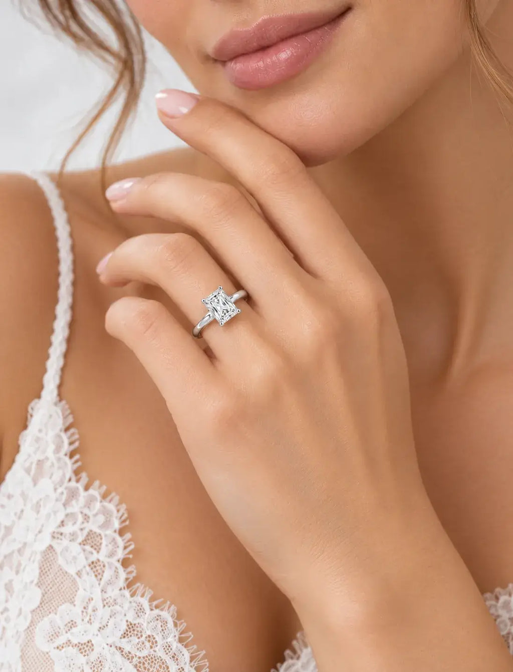 IGI Certified Radiant Cut Lab Grown 3.40 Carat Diamond Claw Set Solitaire Engagement Ring in 9K White Gold