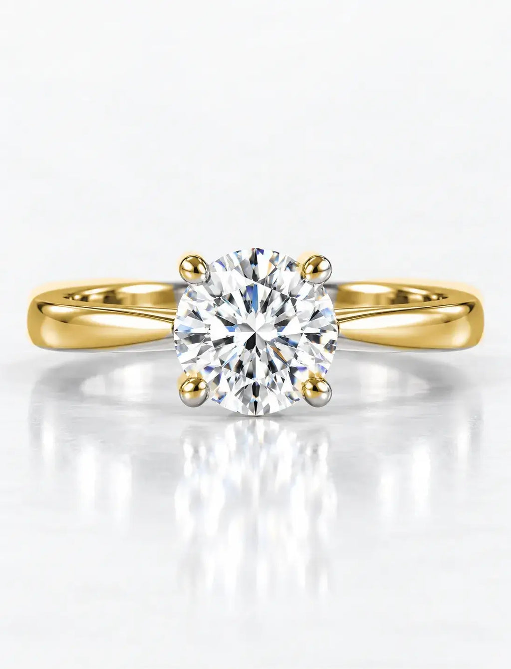 Round Solitaire Diamond Ring Claw Set IGI Certified Lab Grown Engagement Ring in 9K Yellow Gold