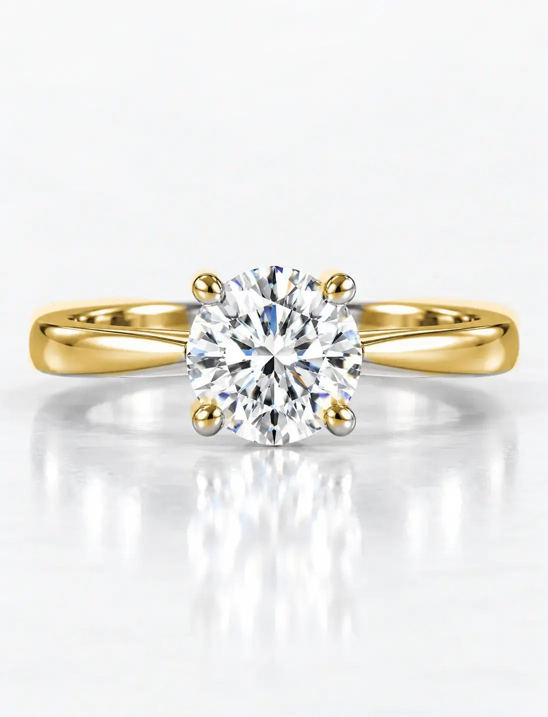 Round Solitaire Diamond Ring Claw Set IGI Certified Lab Grown Engagement Ring in 9K Yellow Gold