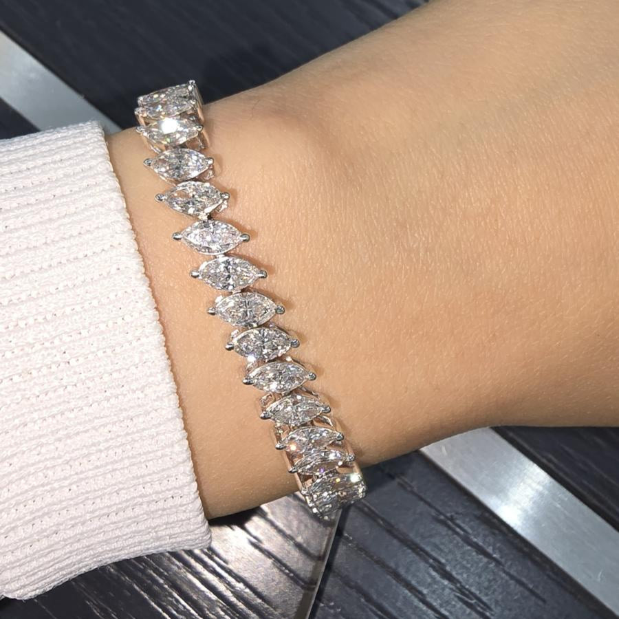 12.00 Carat D/VVS Lab Grown Marquise Diamond Tennis Bracelet Platinum