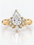 Pear Cut Diamond Engagement Ring Claw Set Lab Grown Diamond Cluster Ring IGI Certified in 18K Yellow Gold