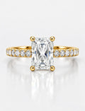 Radiant Cut Diamond Engagement IGI Lab Grown Side Round Diamond Ring in 18K Yellow Gold