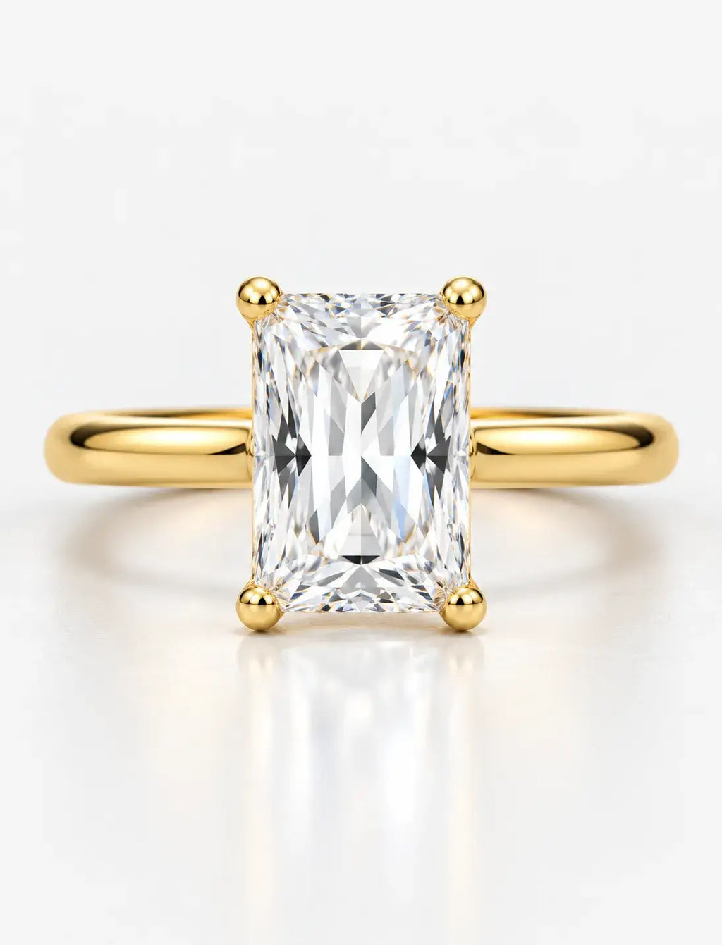 Radiant Cut Solitaire Ring IGI Lab Grown Classic with Concealed Under-Halo in 18K Yellow Gold