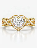Heart-Cut Diamond Halo Engagement Ring IGI Lab Grown Halo Set Twisted Pavé Infinity Band in 18K Yellow Gold
