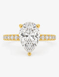 Pear Diamond Engagement Ring 3.10 Carat with side Round Pave Set IGI Certified Lab Grown Diamonds in 18K Yellow Gold