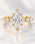 Marquise Cut Diamond Engagement Ring 4.68 Carat with side Marquise IGI Certified Lab Grown 18K Yellow Gold
