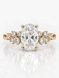 Oval Diamond Engagement Ring 1.68 Carat With Side Round Diamonds Claw Set IGI Lab Grown in 18K Yellow Gold