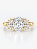 Oval and Marquise Diamond Engagement Ring 2.35 Carat Cluster Ring IGI Certified Lab Grown Ring in 18K Yellow Gold
