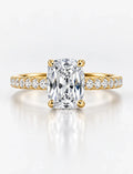 Cushion Diamond Engagement Ring with Round Pave Set Diamond Solitaire Ring IGI Lab Grown in 18K Yellow Gold