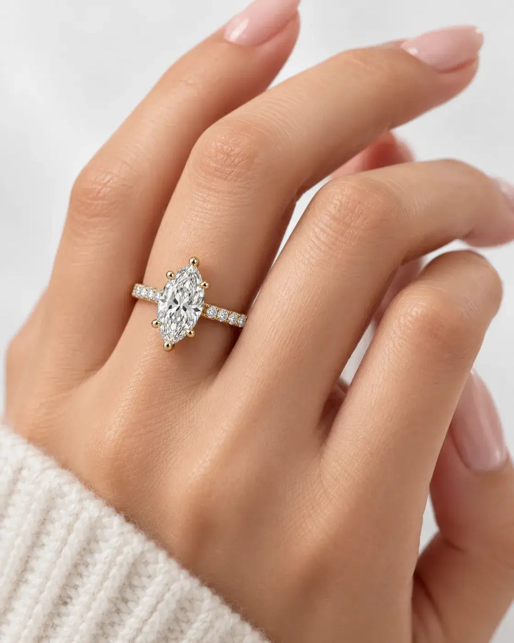 Marquise Cut Diamond Engagement Ring 1.84Ct Women's IGI Certified Lab Grown with Round In 18K Yellow Gold