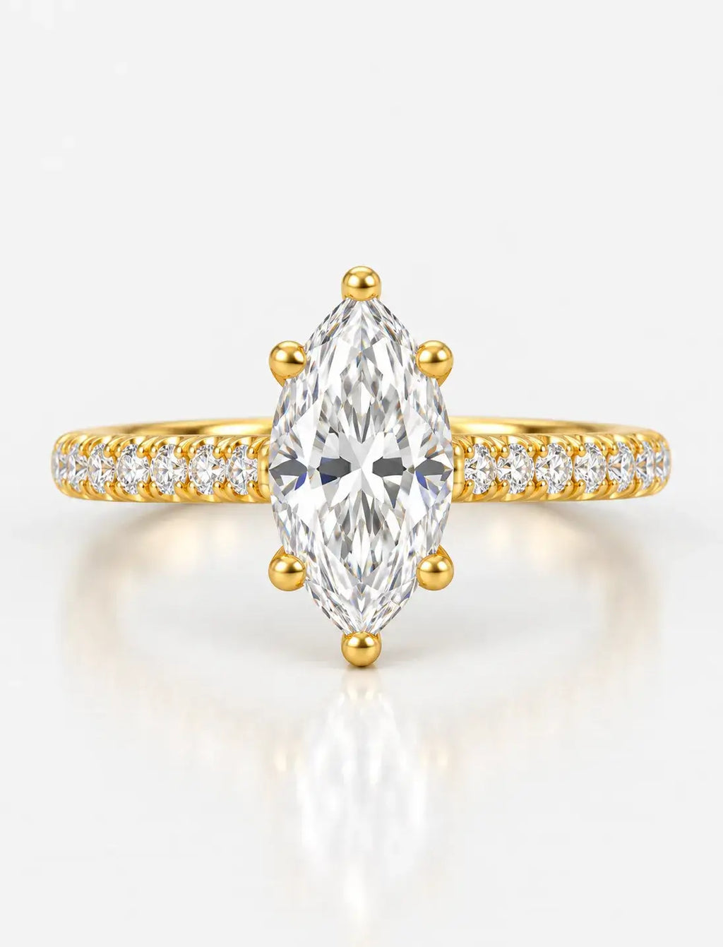 Marquise Cut Diamond Engagement Ring 1.84Ct Women's IGI Certified Lab Grown with Round In 18K Yellow Gold