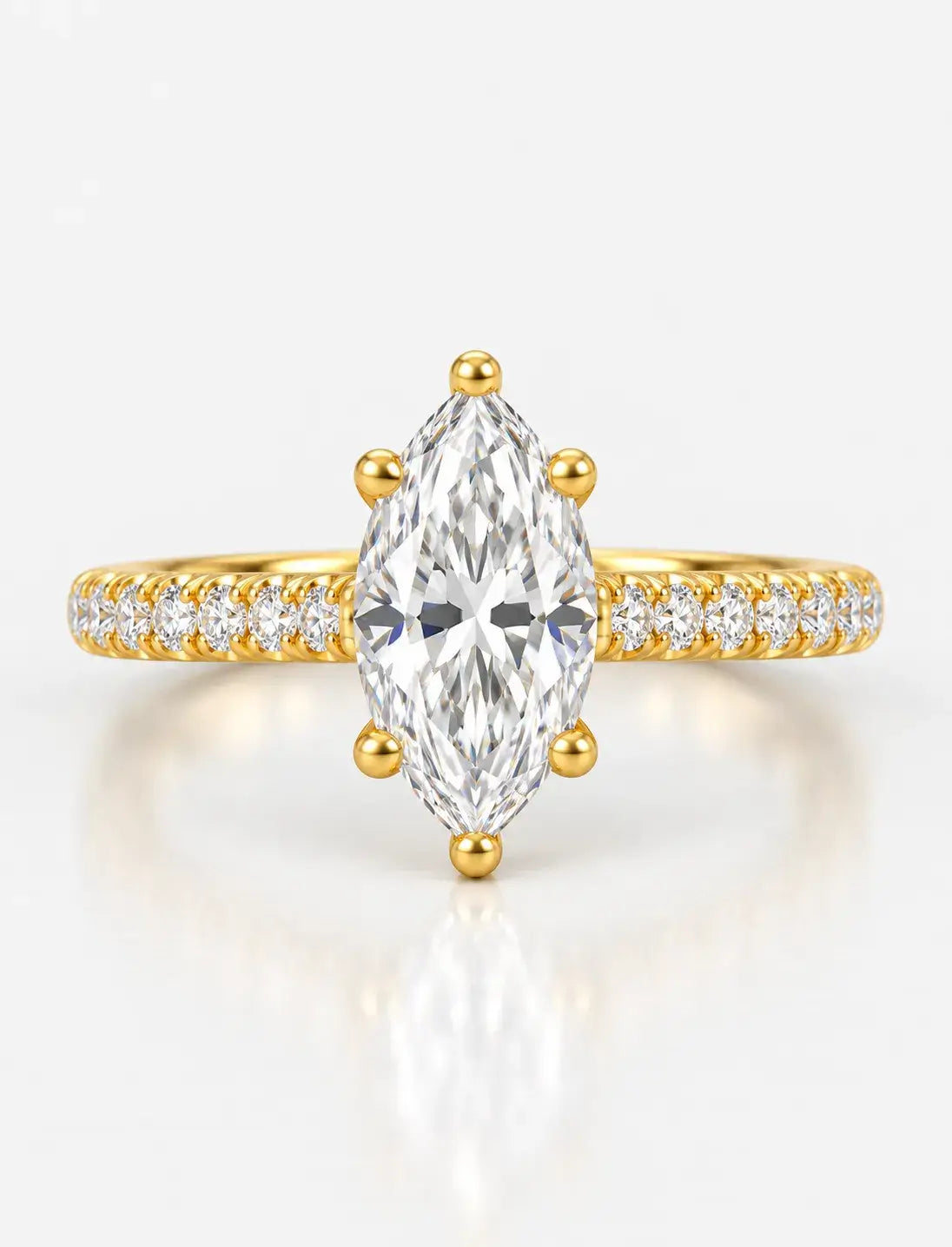 Marquise Cut Diamond Engagement Ring 1.84Ct Women's IGI Certified Lab Grown with Round In 18K Yellow Gold