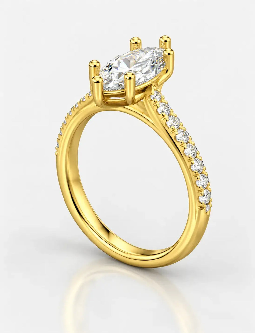 Marquise Cut Diamond Engagement Ring 1.84Ct Women's IGI Certified Lab Grown with Round In 18K Yellow Gold
