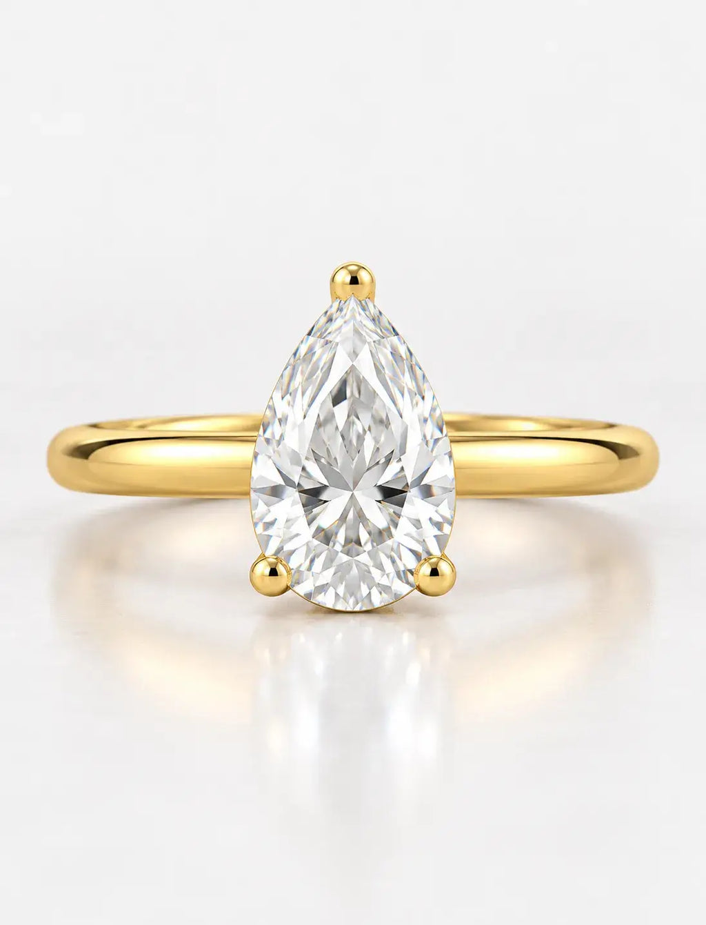 Pear Diamond Engagement Ring with Hidden Halo Set IGI Lab Grown in 18K Yellow Gold