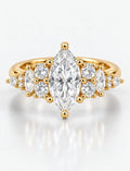 Marquise Diamond Engagement Ring Diamond Solitaire with side Ring IGI Lab Grown in 18K Yellow Gold