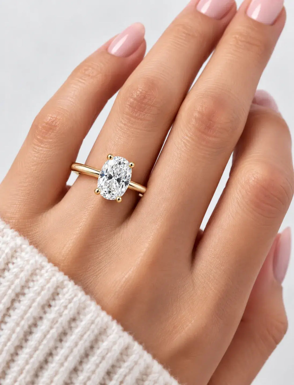 Oval Diamond Solitaire Engagement Ring IGI Lab Grown in 18K Yellow Gold