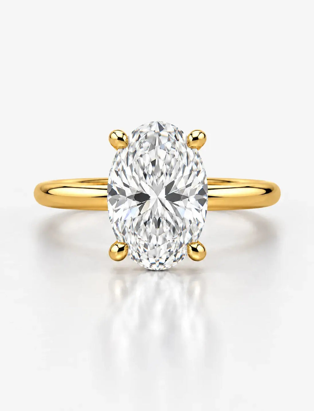 Oval Diamond Solitaire Engagement Ring IGI Lab Grown in 18K Yellow Gold