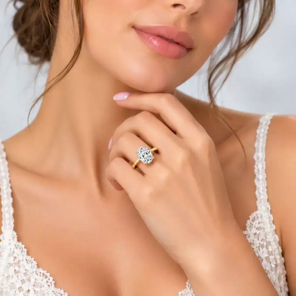 Oval Diamond Solitaire Engagement Ring IGI Lab Grown in 18K Yellow Gold