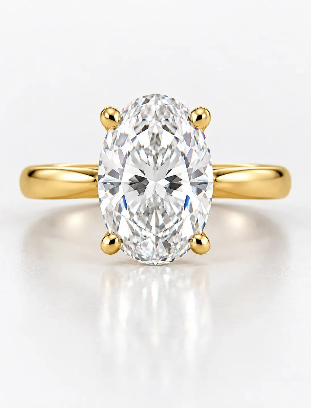 Oval Diamond Solitaire Engagement Ring IGI Lab Grown in 18K Yellow Gold 3.05 Ct