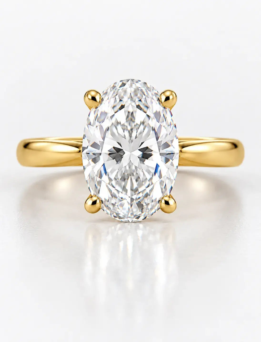 Oval Diamond Solitaire Engagement Ring IGI Lab Grown in 18K Yellow Gold 3.05 Ct