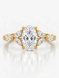 Oval Cut Diamond with Marquise Diamond Solitaire Engagement Ring IGI Lab Grown in 18K Yellow Gold