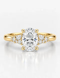 Oval Diamond Engagement Ring with Side Round Diamond IGI Lab Grown in 18K Yellow Gold