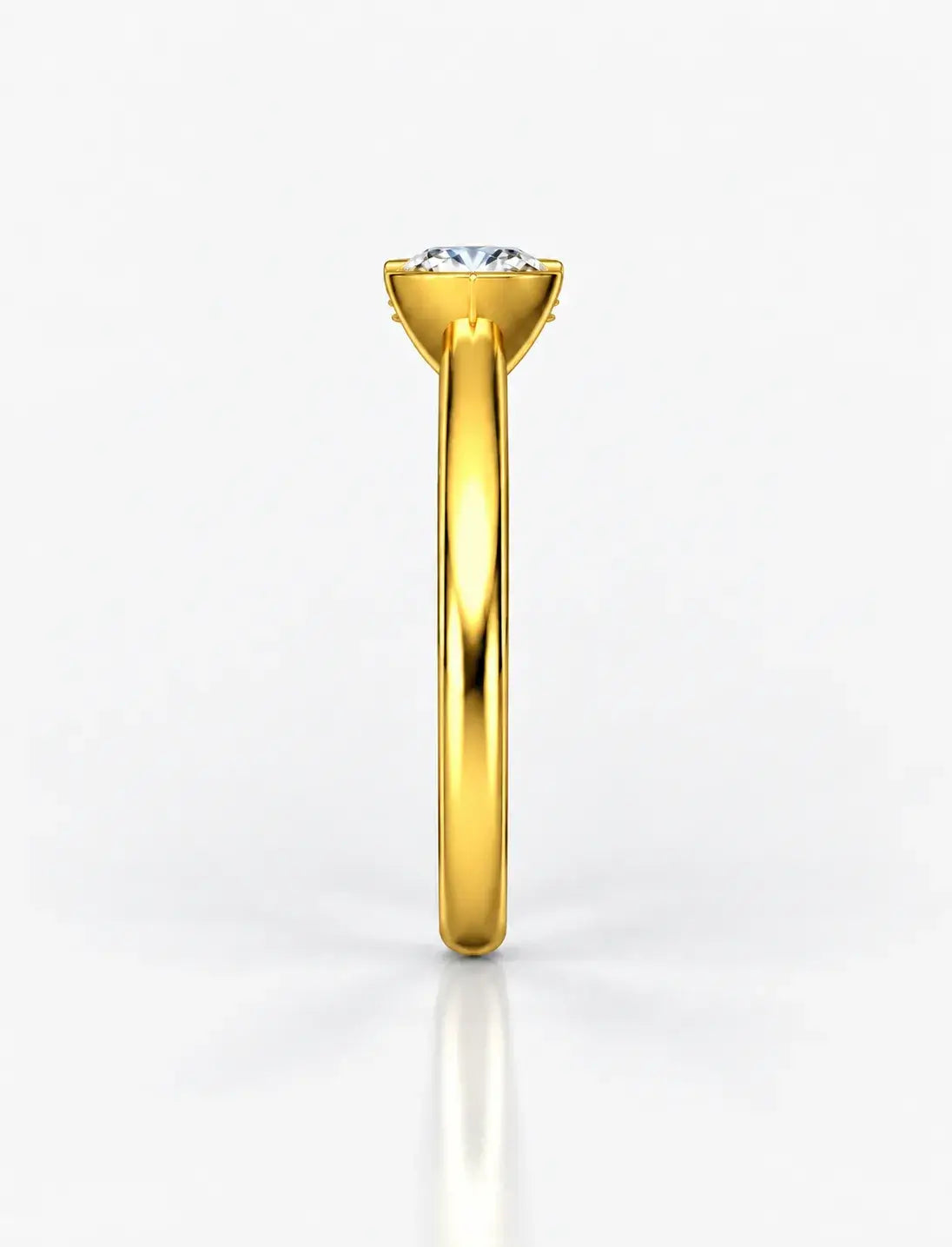 Round Solitaire Diamond Ring Half Bezel Set IGI Certified Lab Grown Engagement Ring in 18K Yellow Gold