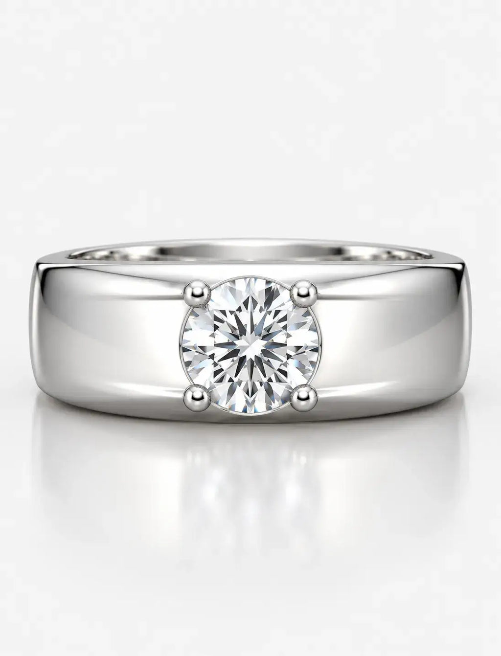 Round Diamond Solitaire Ring IGI Certified Lab Grown D/VS 1.00Ct Single Diamond Mens Engagement Ring in 18K White Gold