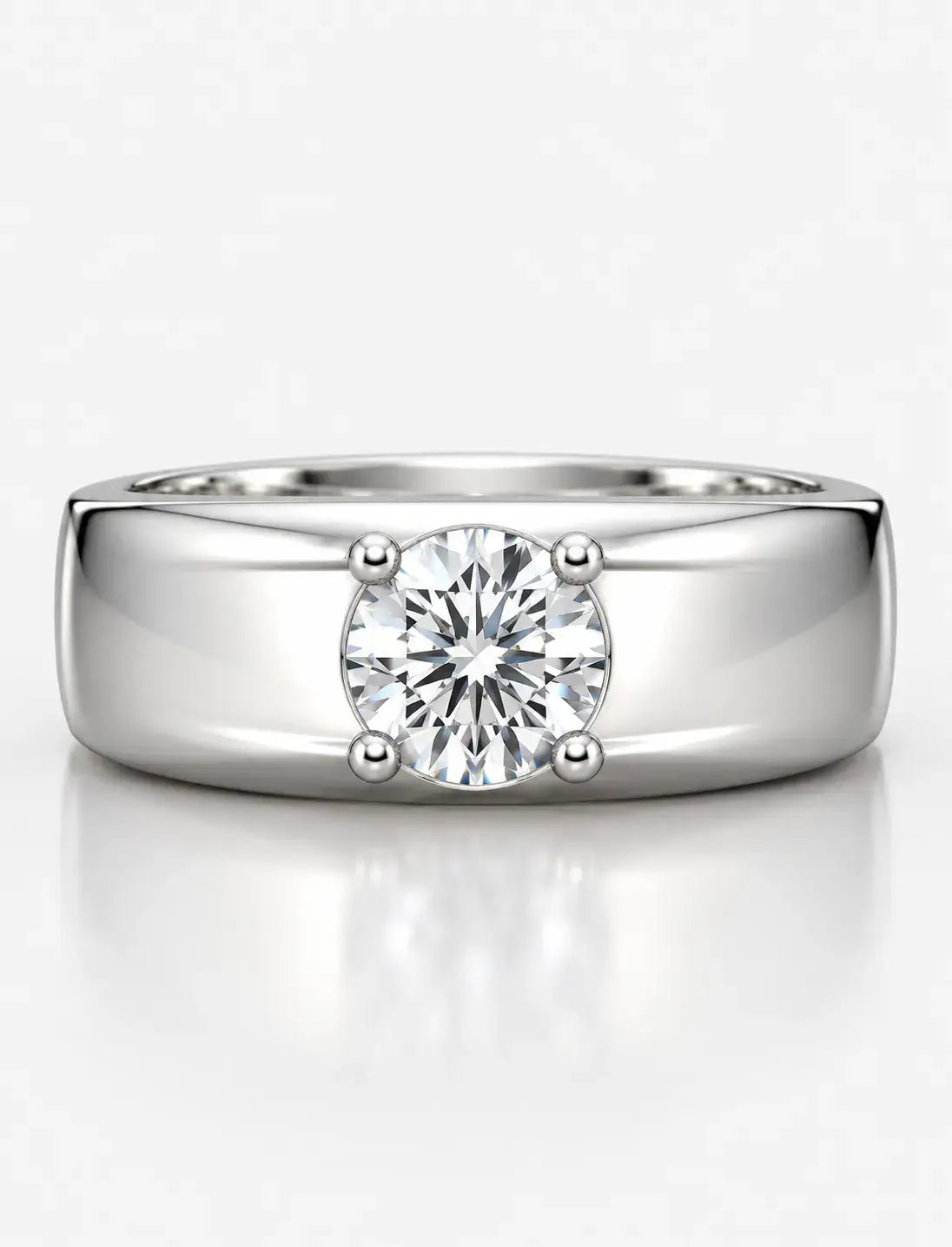 Round Diamond Solitaire Ring IGI Certified Lab Grown D/VS 1.00Ct Single Diamond Mens Engagement Ring in 18K White Gold