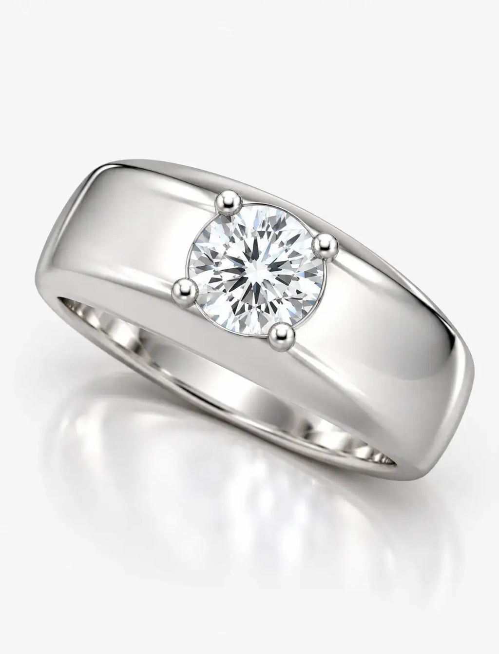 Round Diamond Solitaire Ring IGI Certified Lab Grown D/VS 1.00Ct Single Diamond Mens Engagement Ring in 18K White Gold